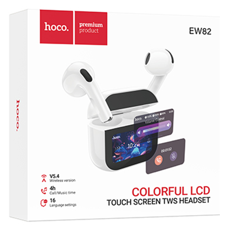 Hoco (EW82) Casti Wireless, Ear Buds, BT 5.4, 300mAh, Multi Touch, WHITE