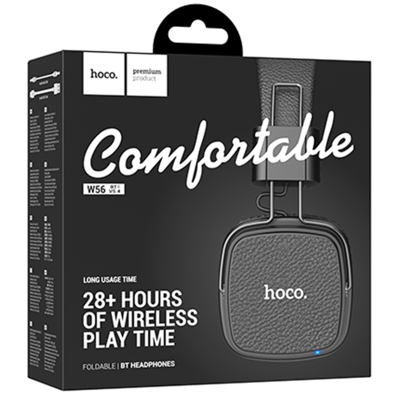 Hoco (W56) Casti Wireless, Over Ear, BT 5.4, 200h StandBy, Black
