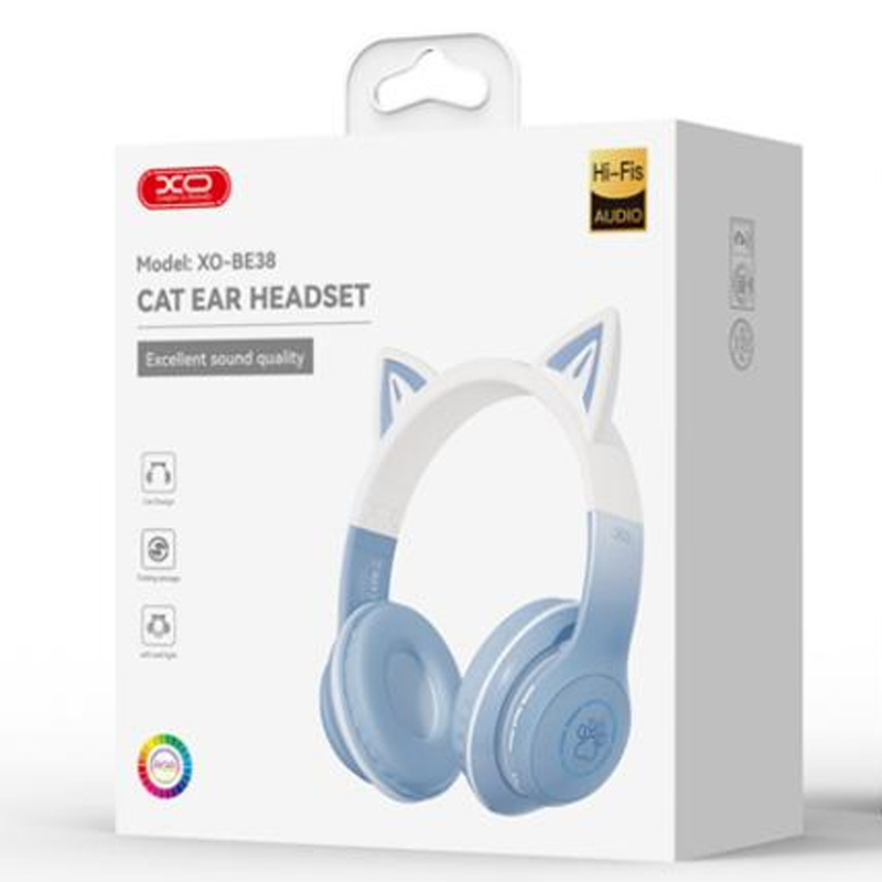 XO (BE38) Casti Wireless, On Ear, BT 5.3, 300mAh, Blue