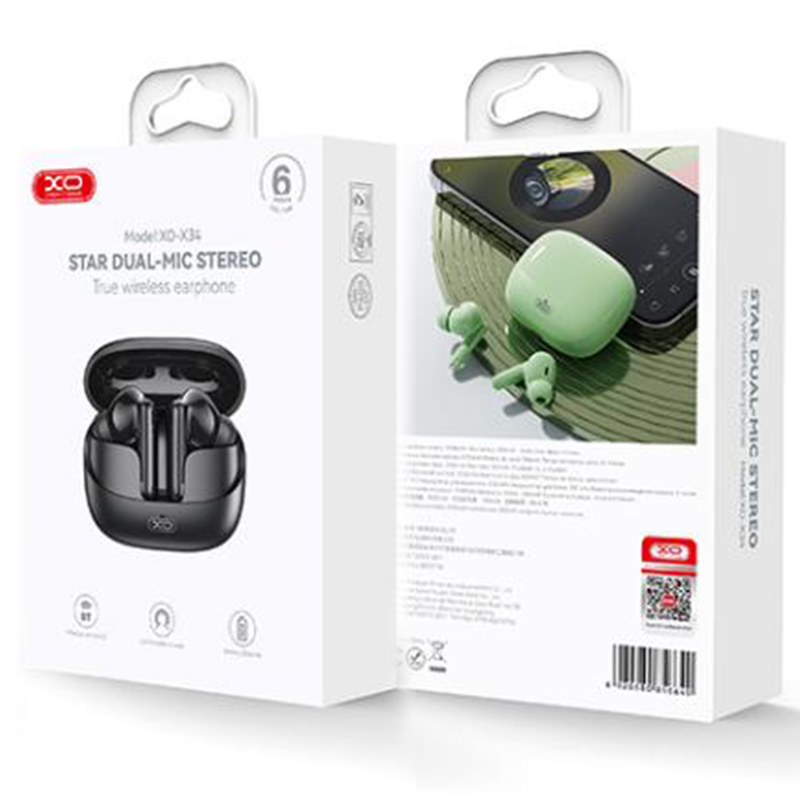 XO (X34) Casti Wireless, Ear Buds, BT 5.3, 300mAh, Black