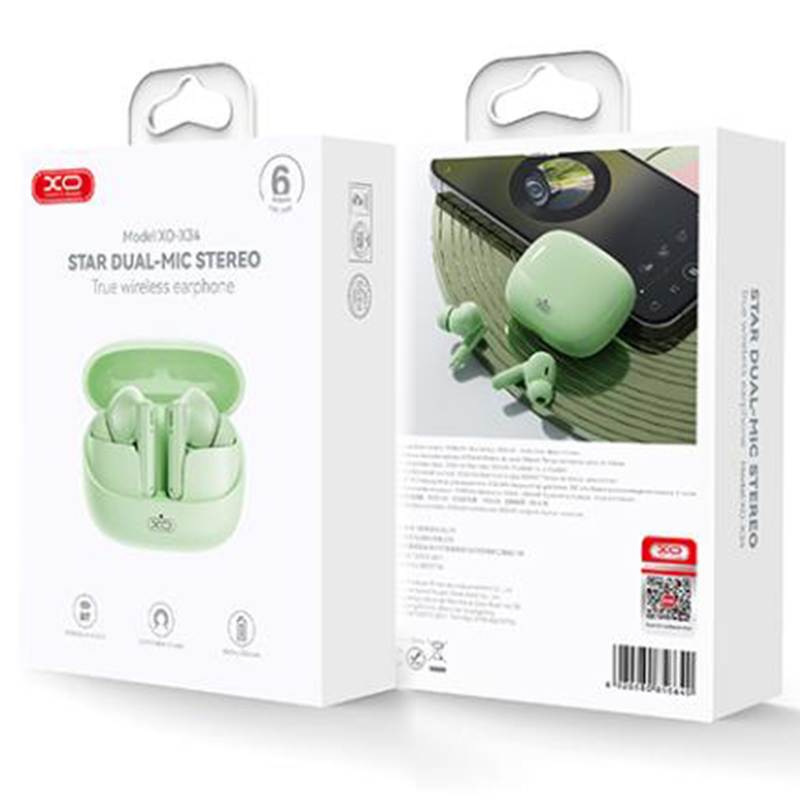 XO (X34) Casti Wireless, Ear Buds, BT 5.3, 300mAh, Green