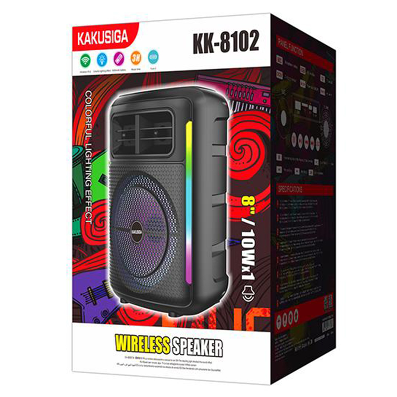 Kaku (KK-8102) » Boxa Portabila, Wireless BT 5.2, 10W, 1800mAh, LED Display, Ambient Light, Black