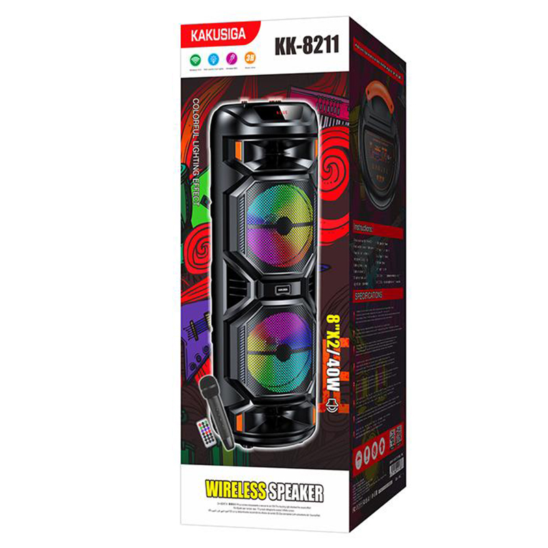 Kaku (KK-8211) » Boxa Portabila, Wireless BT 5.0, 2x40W, 3600mAh, LED Display, Ambient Light, Black