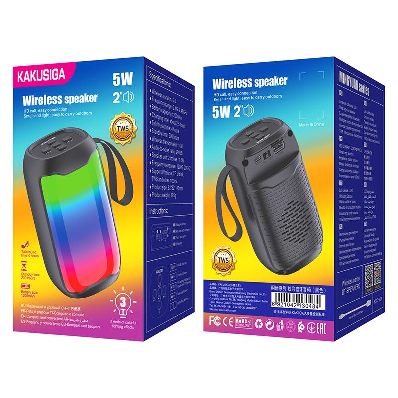 Kaku (KSC-823) » Boxa Portabila, Wireless BT 5.0, 1.5W, 1200mAh, TF card, Ambient Light, Black