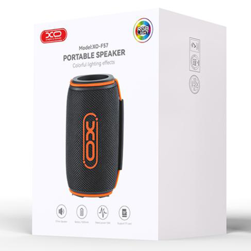 XO (F57) » Boxa Portabila, Wireless BT 5.3, 10W, 1500mAh, TF card, Compact, Orange/Black