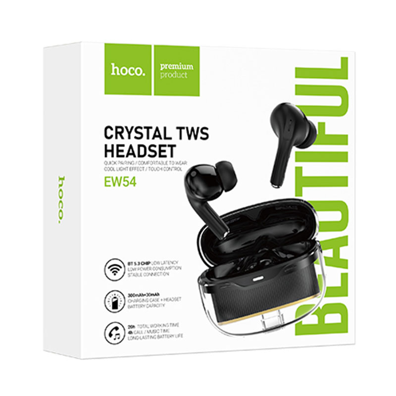 Hoco (EW54) - Casti Wireless, Ear Buds, BT 5.3, 300mAh, Rayo, Black