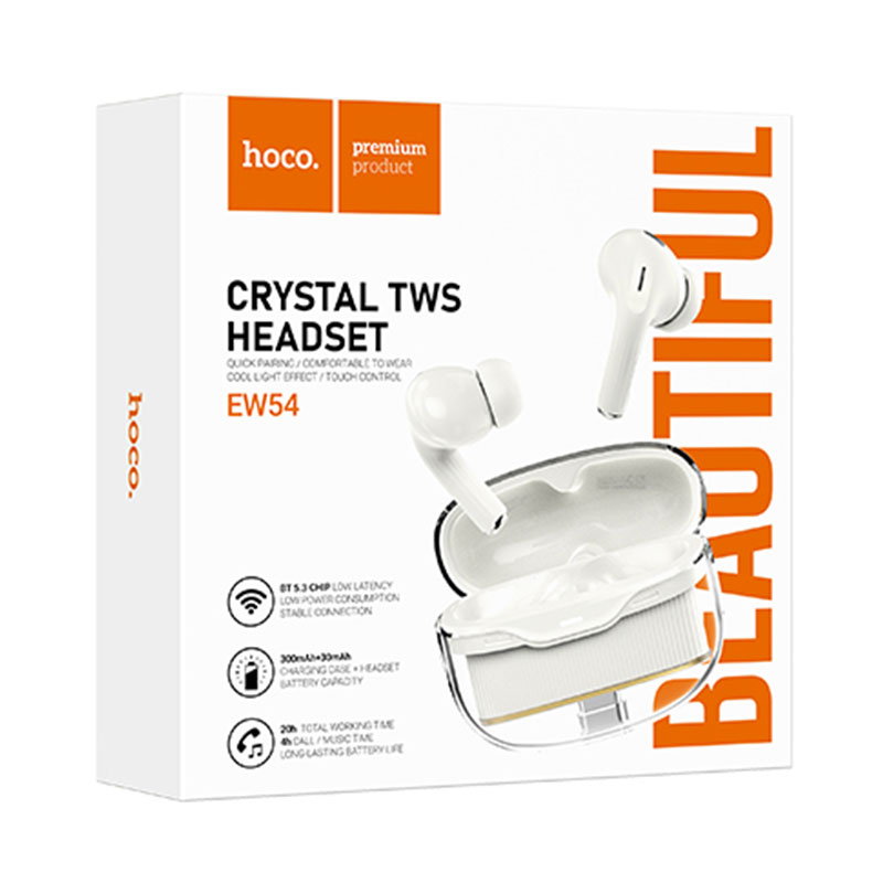 Hoco (EW54) - Casti Wireless, Ear Buds, BT 5.3, 300mAh, Rayo, Milky WHITE