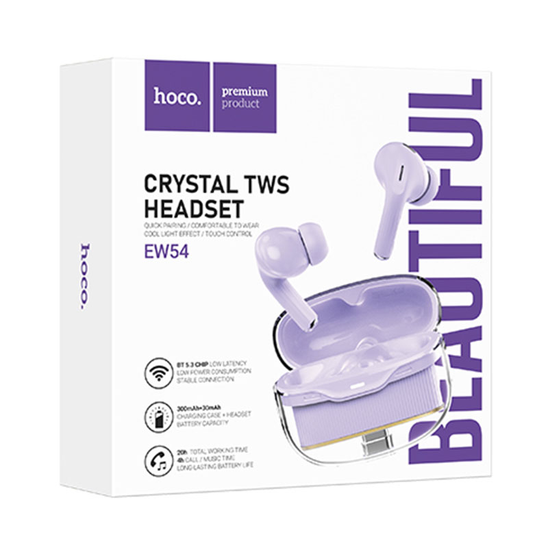 Hoco (EW54) - Casti Wireless, Ear Buds, BT 5.3, 300mAh, Rayo, Purple
