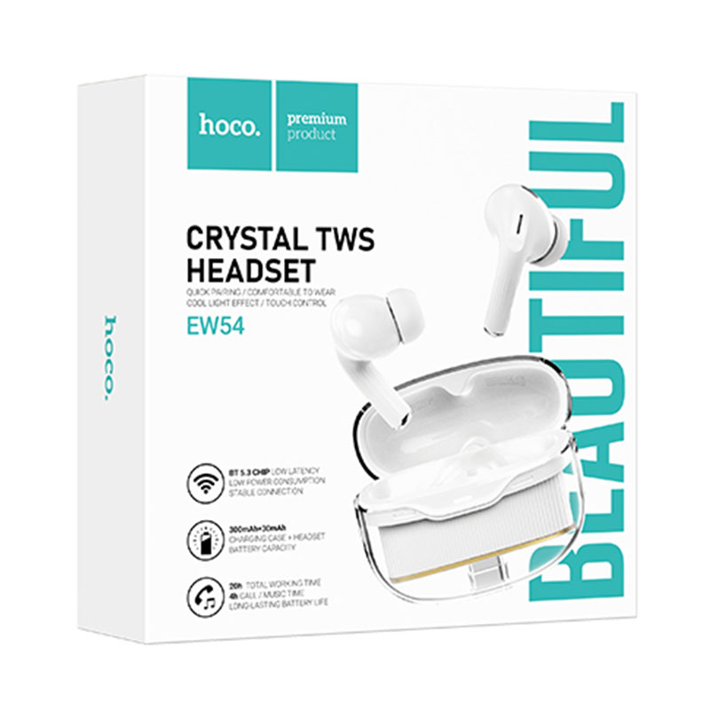 Hoco (EW54) - Casti Wireless, Ear Buds, BT 5.3, 300mAh, Rayo, White