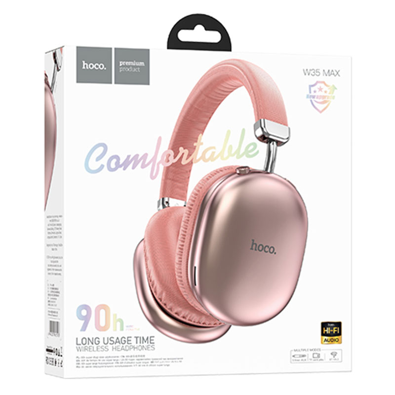 Hoco (W35 Max) - Casti Wireless, Over Ear, BT 5.3, Stand-By 200h, 800mAh, suport card, Joy | PINK