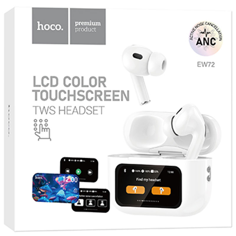 Hoco (EW72) - Casti Wireless, Ear Buds, cu ecran LED, BT 5.4, ANC, 360mAh, White