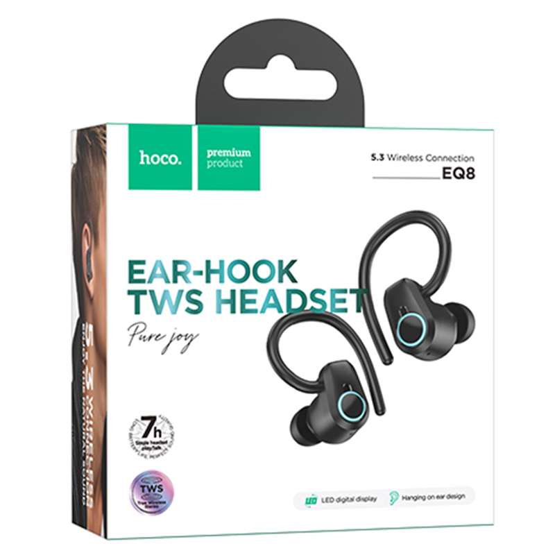 Hoco (EQ8) - Casti Wireless, Ear Buds, BT 5.3, 180h StandBy, 500mAh, Power LED, Purejoy, Black