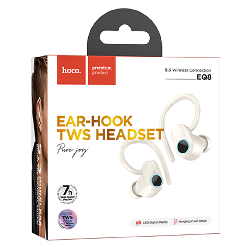 Hoco (EQ8) - Casti Wireless, Ear Buds, BT 5.3, 180h StandBy, 500mAh, Power LED, Purejoy, MILKY WHITE