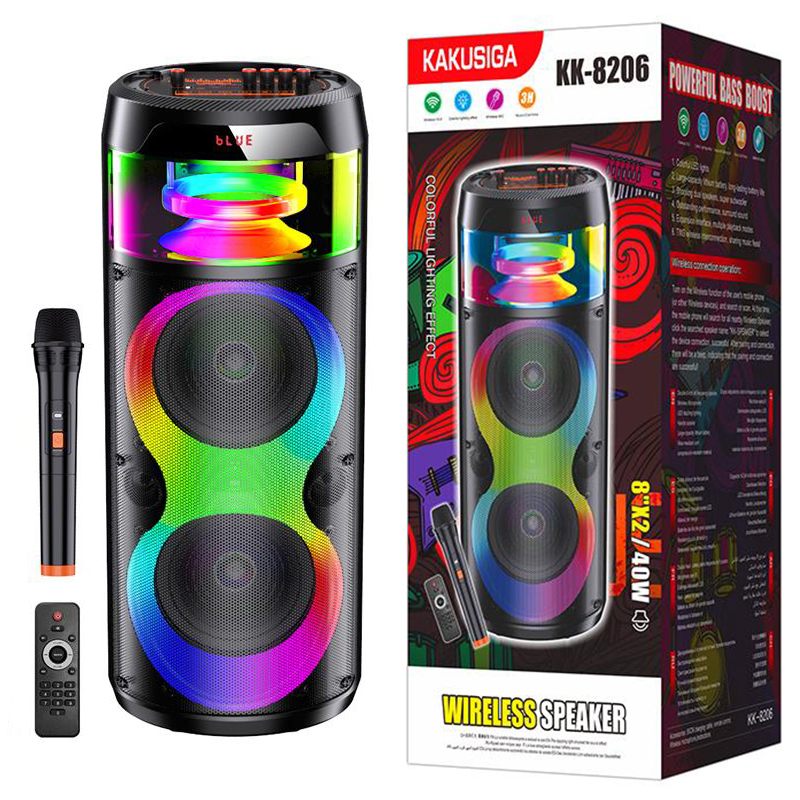 Kaku (KK-8206) » Boxa Portabila, Wireless BT 5.0, Microfon si Telecomanda, Rings Light LED, 40W, 4800mAh, Black