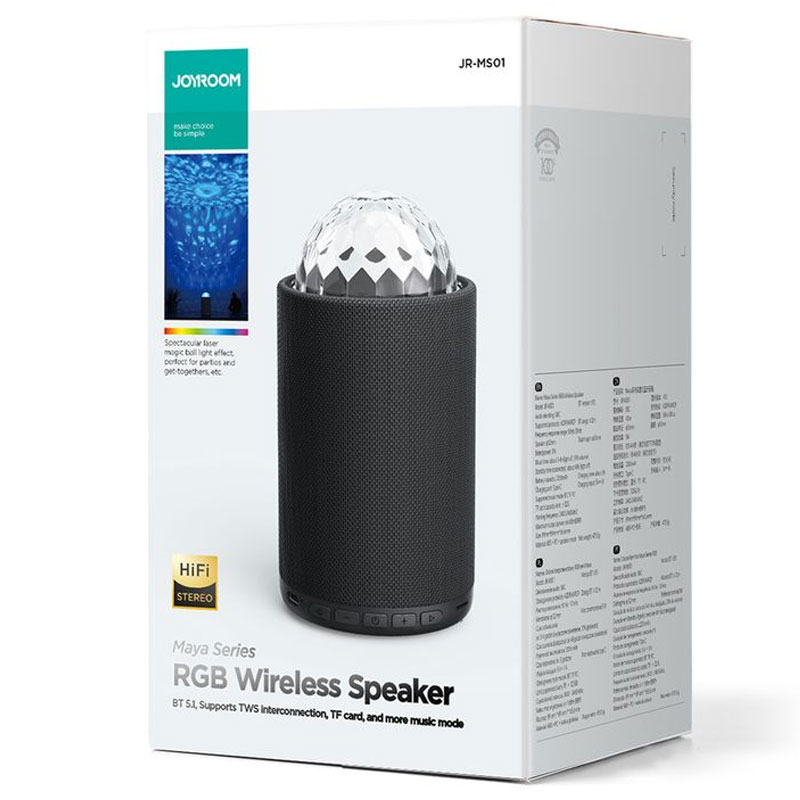 Joyroom (JR-MS01) » Boxa Portabila, BT 5.1, cu LED, 2200mAh, 8W, Black