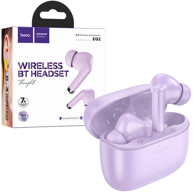 Hoco (EQ2) - Casti Wireless, Ear Buds, BT 5.3, 180h StandBy, 300mAh, Thought, Purple