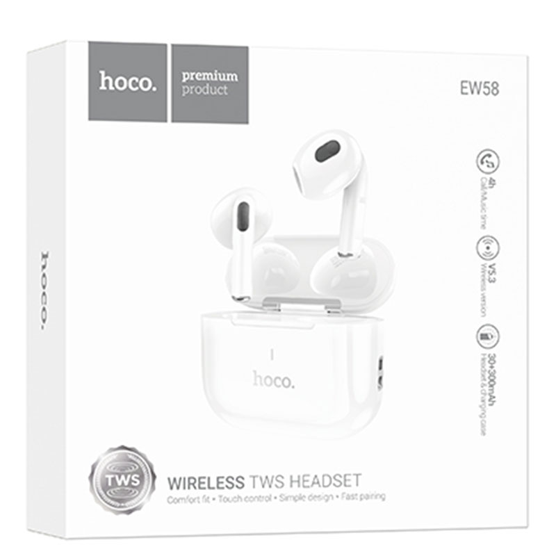 Hoco (EW58) - Casti Wireless, Ear Buds, BT 5.3, 150h StandBy, 300mAh, White
