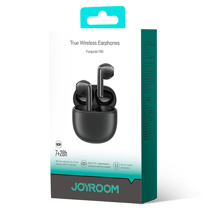 Joyroom (JR-FB1) - Casti Wireless, Ear Buds, BT 5.3, StandBy, 400mAh, Husa Silicon, Black