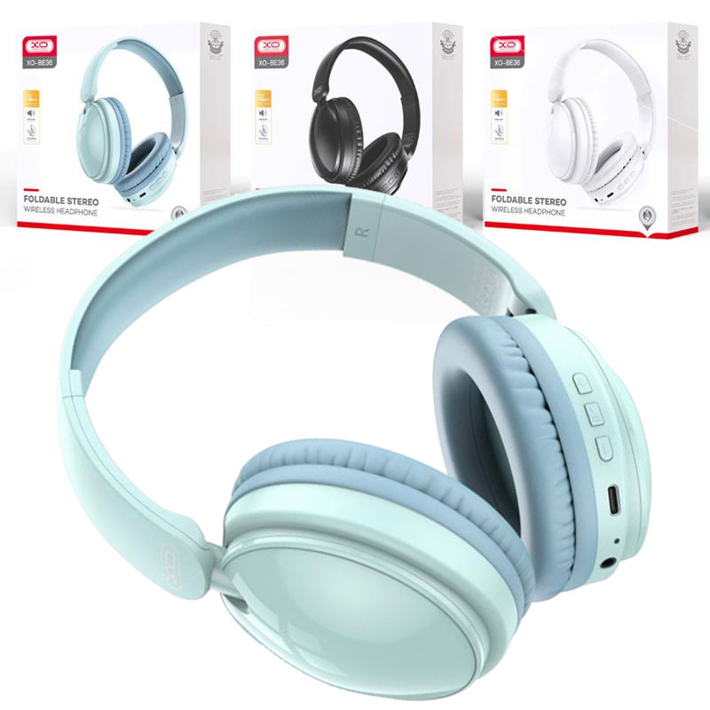 XO (BE36) - Casti Wireless, Over Ear, BT 5.0, 180h StandBy, Gaming, Crystal | Green