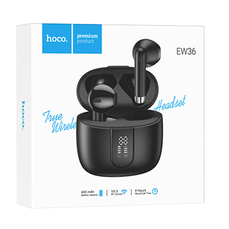 Hoco (EW36) - Casti Wireless, Ear Buds, BT 5.3, 150h StandBy, 400mAh, Melody, Black
