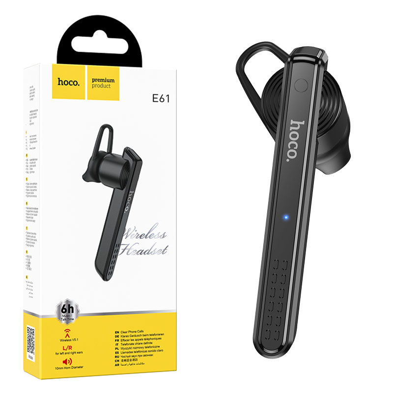 Hoco (E61) - Handsfree, In Ear, BT 5.1, 180h StandBy, 40mAh, Driving, SP, Gorgeous, Black