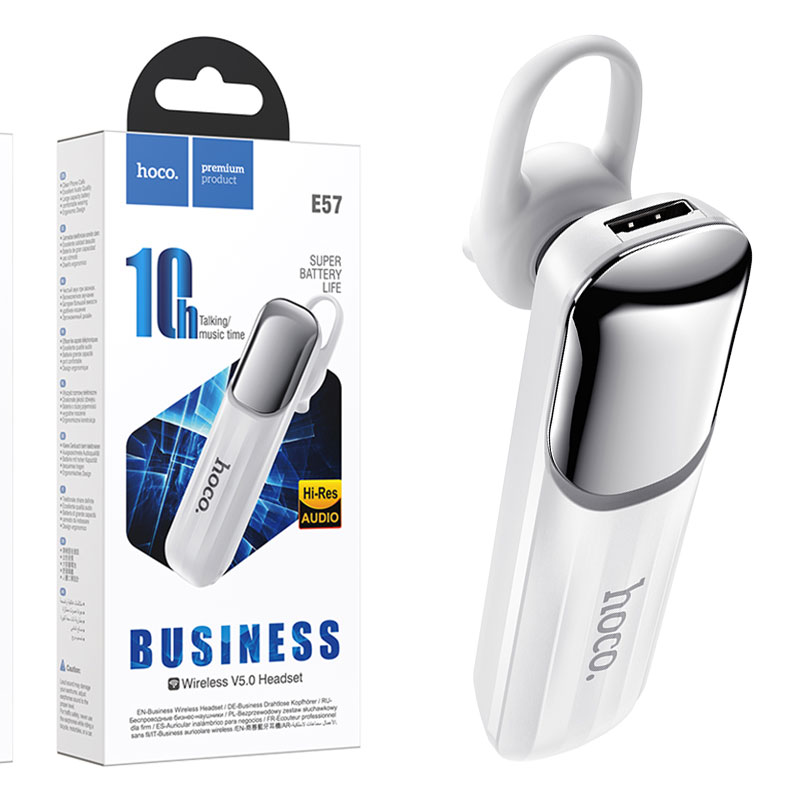 Hoco (E57) - Handsfree, In Ear, BT 5.0, 200h StandBy, 170mAh, Driving, SP, Essential, White