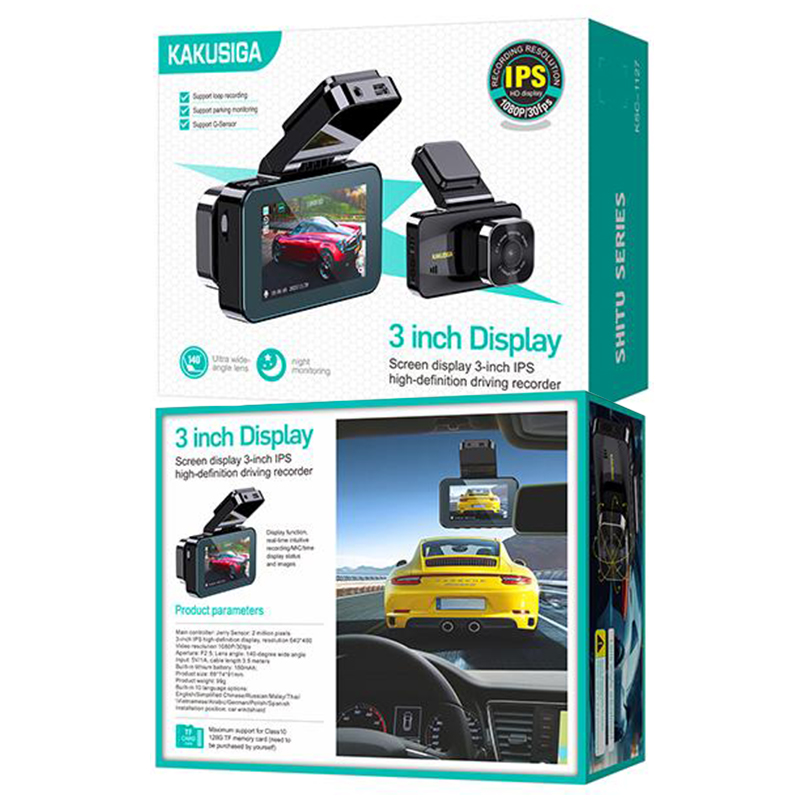 Kaku (KSC-1127) - Camera Video pentru masina, 1080P/30fps, IPS HD, 5V, 180mAh, Black
