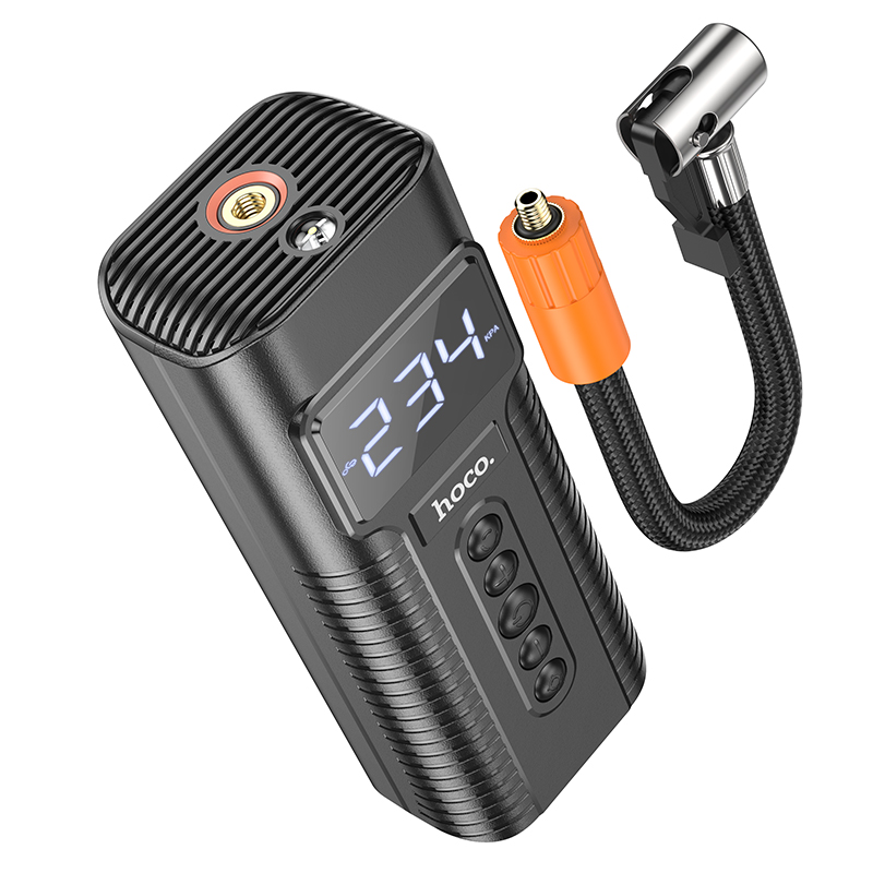 Hoco (PH55) - Pompa de aer, ≤ 2.5bar, DC12V, lanterna si afisaj LED, Black