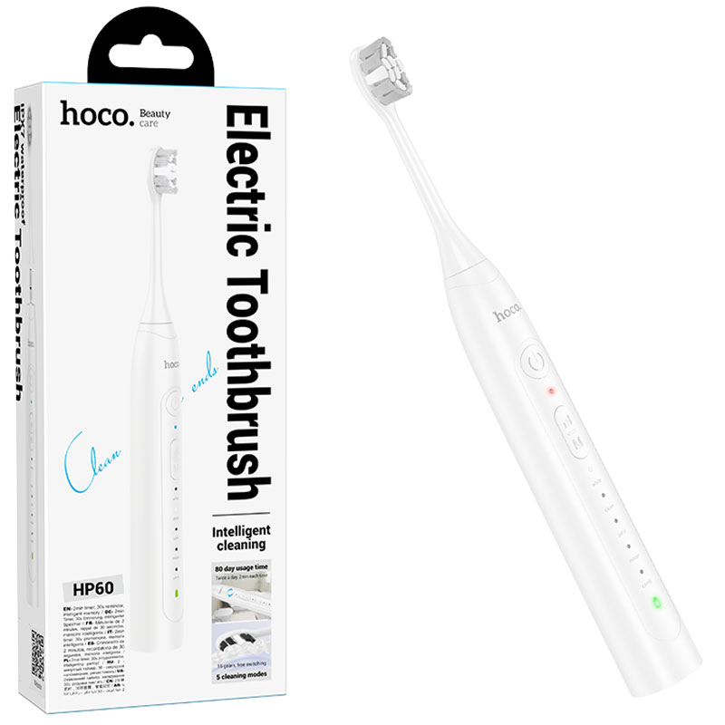 Hoco (HP60) » Periuță electrică de dinți 1.200 mAh, moduri multiple, 4 capete interschimbabile, WHITE