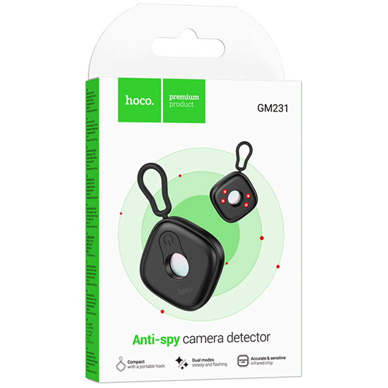 Hoco (GM231) » Smart Detector AntiSpy, Camere video ascunse, InfraRed, 2*Scan, Black