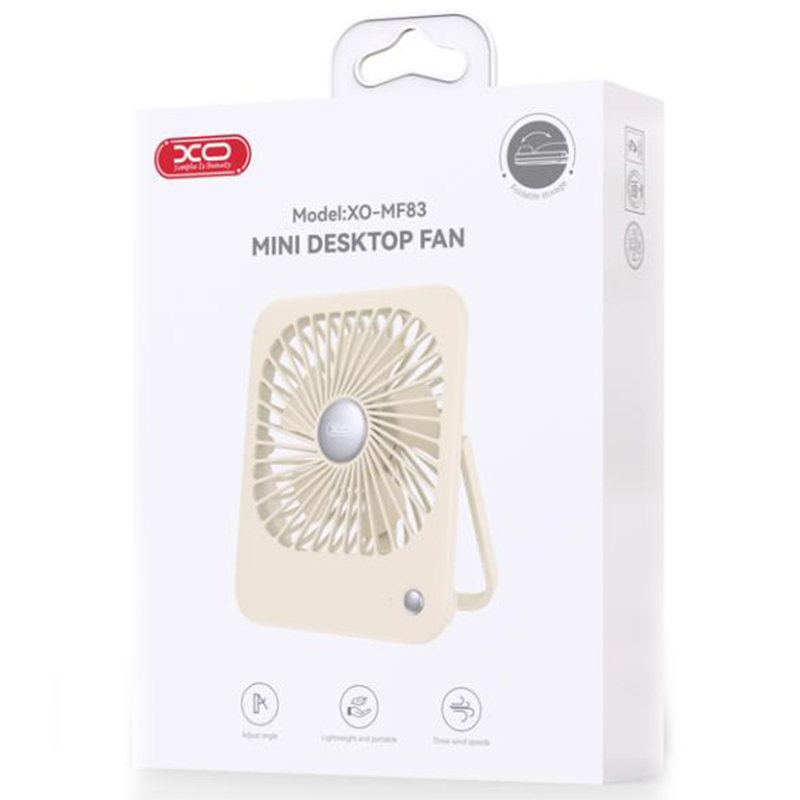 XO (MF83) Ventilator Thin Desktop, Folding/Hangable Fan, 2000mah, BEIGE
