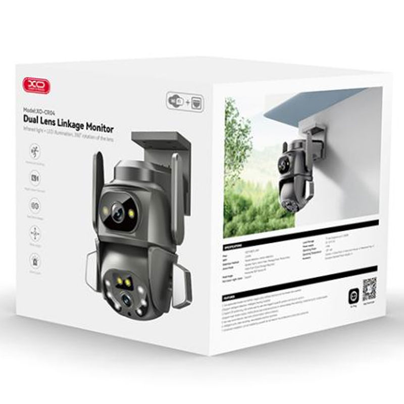 XO (CR04) - Camera Video de supraveghere, exterior, 400W, NightVision, InfraRed, WiFi 2.4G, Robot, Black