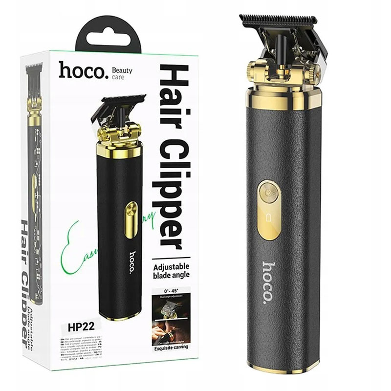 Hoco (HP22) - Aparat de tuns, Hair Clipper, Portabil, 600mAh, 7000RPM, 4 distantiere, Retro, Black