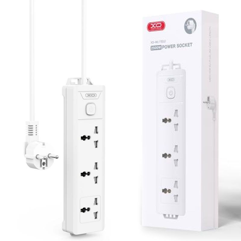 XO (WL17) - Prelungitor electric 3AC, cu intrerupator, White