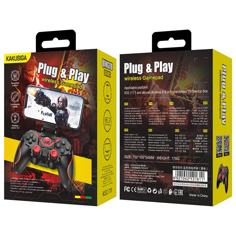 Kaku (KSC-711) Controler jocuri pentru telefon, Wireles, BT 5.0, 400mAh, iOS / Android, Black