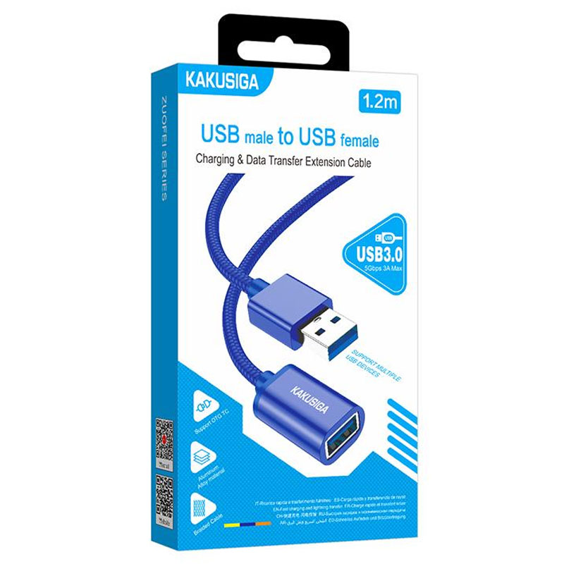 Kaku (KSC-753) - Cablu Date si Incarcare, USB-A 3.0 (M) - la USB-A 3.0 (F) - 1.2m, Blue