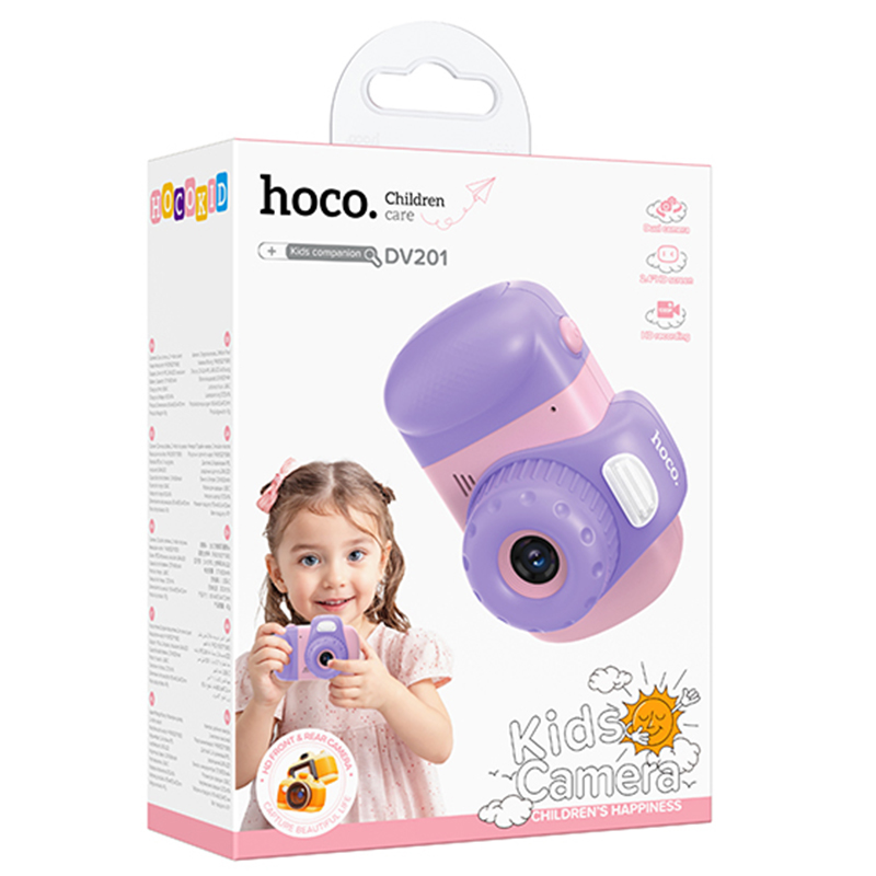 Hoco (DV201) - Camera Foto/Video pentru copii, 32MP, Play & Fun, baterie incorporata, Multilanguage | PINK