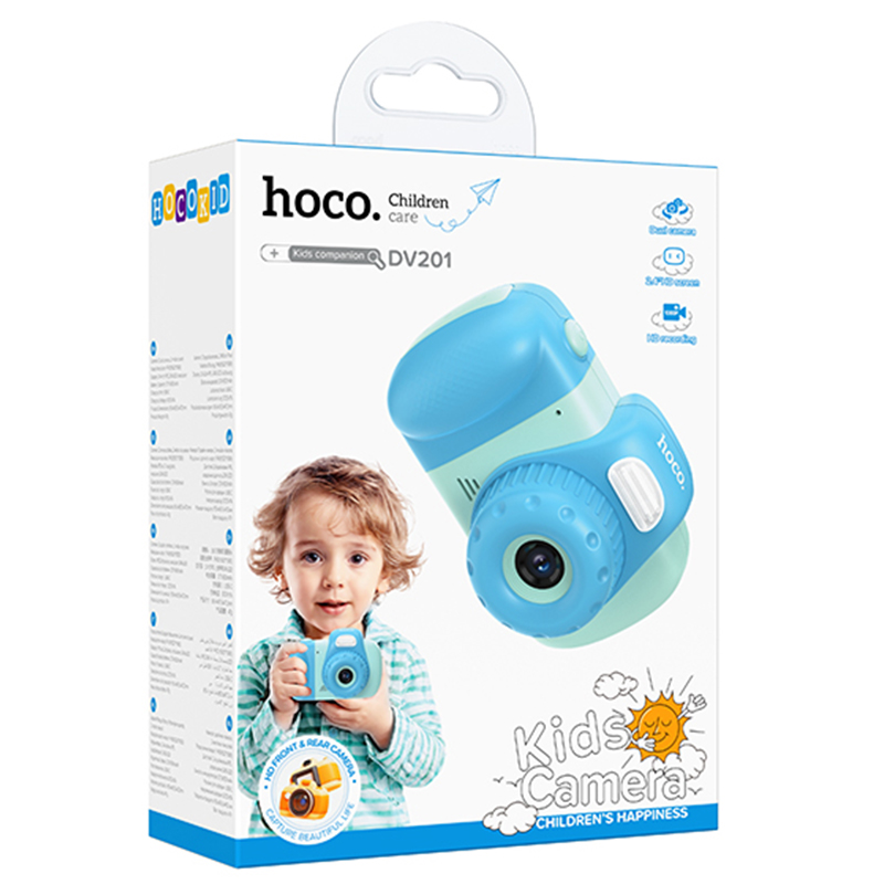 Hoco (DV201) - Camera Foto/Video pentru copii, 32MP, Play & Fun, baterie incorporata, Multilanguage | Blue