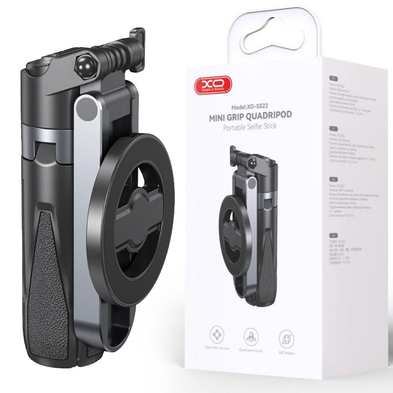 XO (SS22) » Suport Stand + Selfie, Multifunction 4 in 1, Magnetic, comenzi BT 5.2, Tripod, BLACK