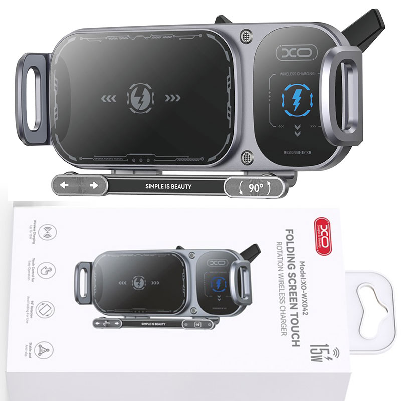 XO (WX042) » Incarcator Auto, Wireless, 15W, Qi Charging, cu acumulator, BLACK
