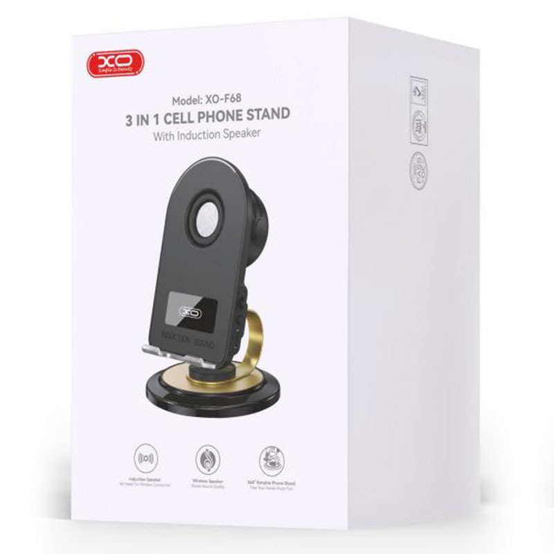 XO (F68) » Suport Birou cu incarcare Wireless, 15W, MagSafe, Magnetic, Speaker BT, BLACK