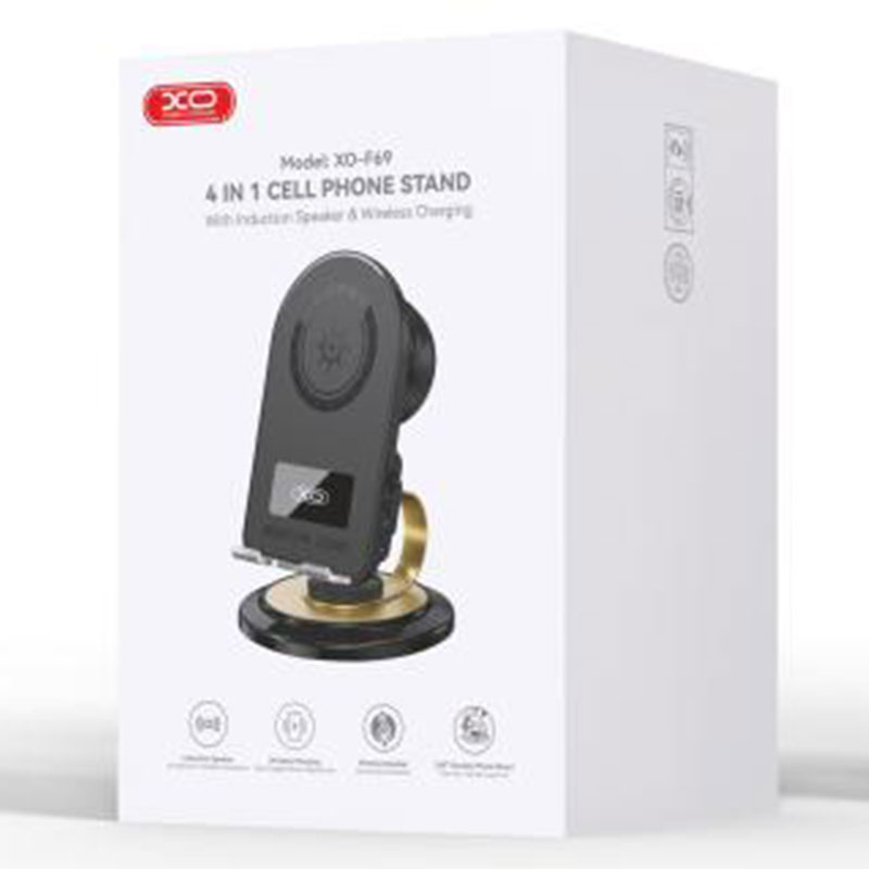 XO (F69) » Suport Birou cu incarcare Wireless, 15W, MagSafe, Magnetic, Speaker BT, BLACK