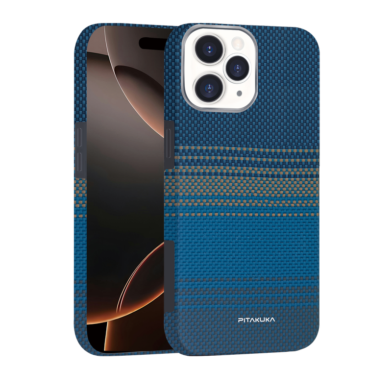 Husa Aramid PTK » iPhone 16, Kevlar Fiber, cu MagSafe, Moonrise BLUE