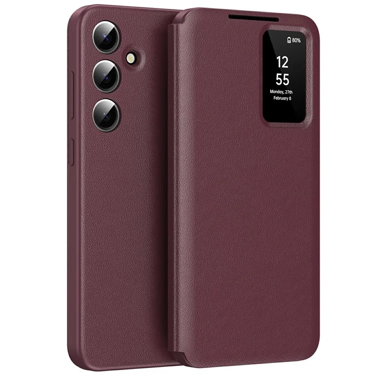 Husa Flip Smart » Samsung S25 Edge (S937), Magnetic View, Wallet, Red BORDO