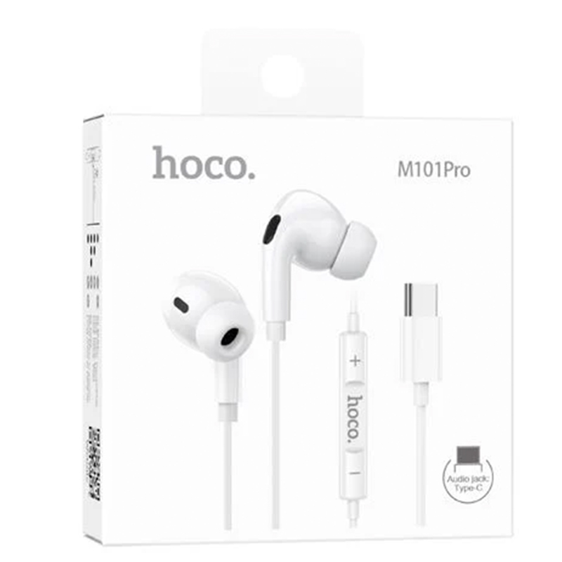 Hoco (M101 Pro) » Casti cu Fir, In Ear, USB-C, 1.2m cablu, Digital Mic, WHITE