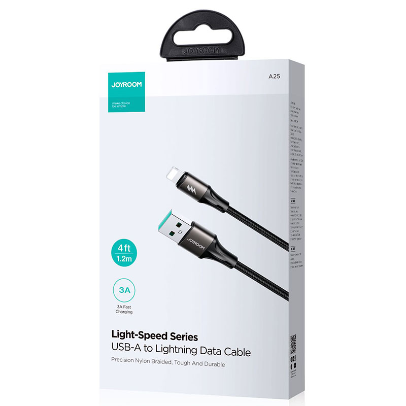 Joyroom (S-A25) » Cablu Date si Incarcare, USB la Lightning, 3A, 1.2m, BLACK