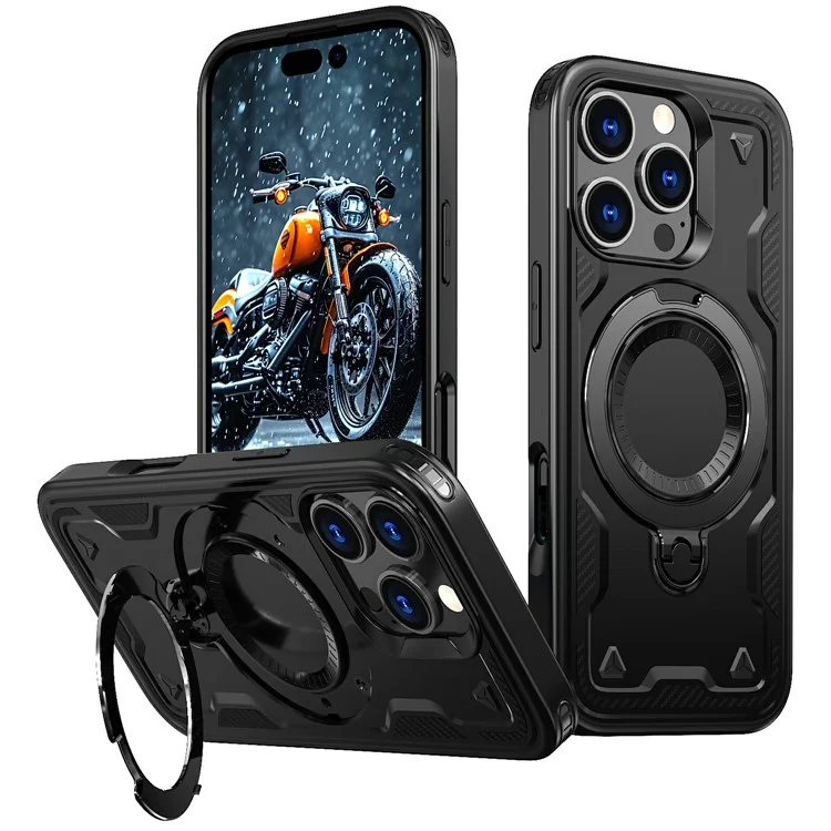 Husa Hybrid Armor » iPhone 14 Pro, MagRing, MultiAngle, Black