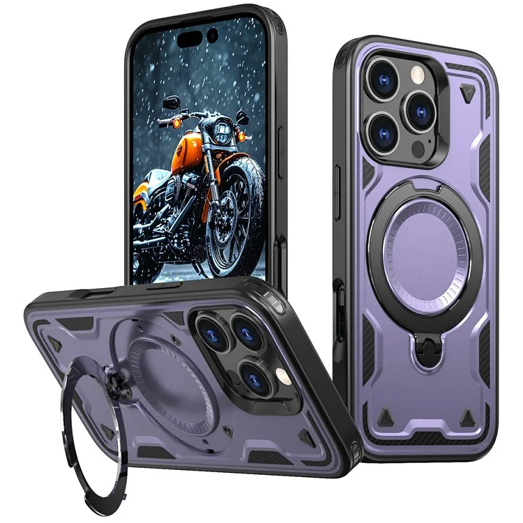 Husa Hybrid Armor » iPhone 16e/14/13, MagRing, MultiAngle, Purple