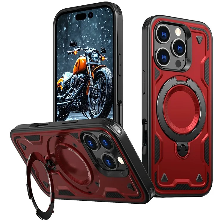 Husa Hybrid Armor » iPhone 16, MagRing, MultiAngle, Red