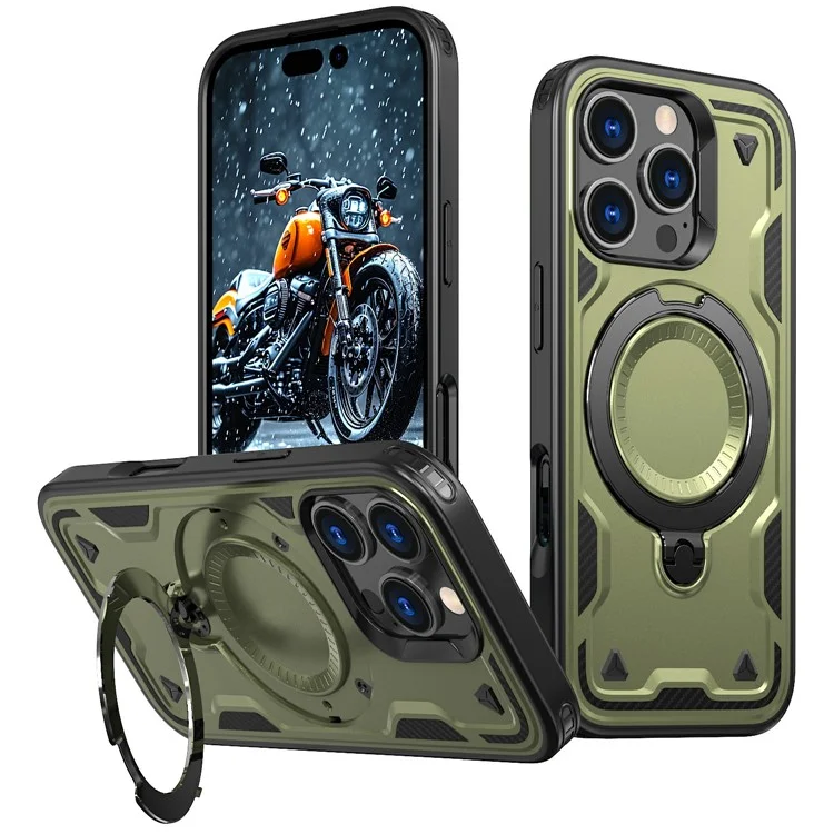 Husa Hybrid Armor » iPhone 16 Pro Max, MagRing, MultiAngle, Olive